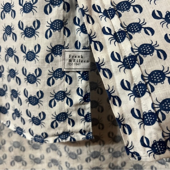 Frank & Eileen | Linen Crab Print Eileen Relaxed Button-Up Shirt Size XS - Picture 8 of 13